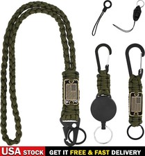 3PCS Paracord Lanyard Set with Retractable Keychain Badge Reel Heavy Duty EDC ID
