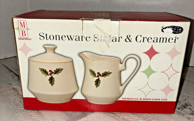 Merry Brite Stoneware Sugar & Creamer in Box Christmas