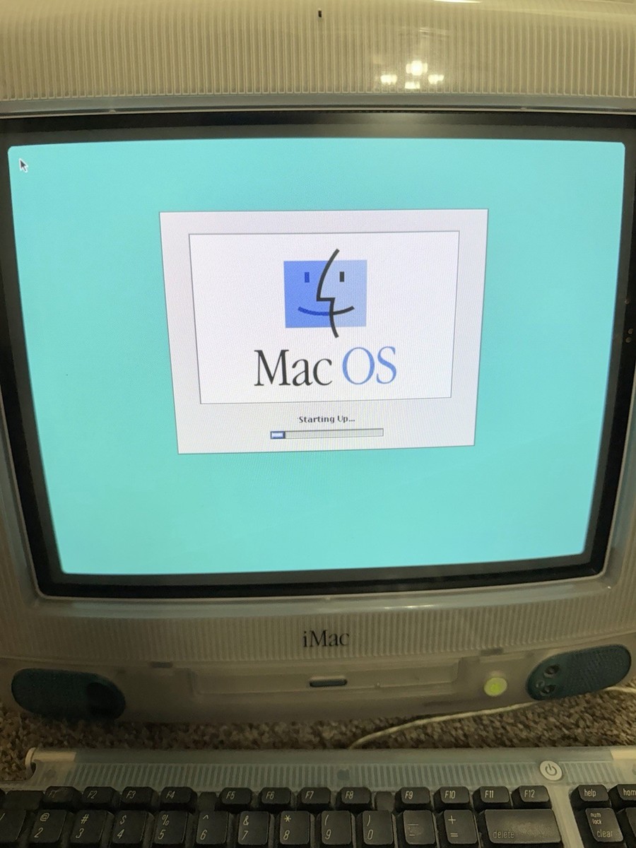 Vintage Working 1998 iMac G3 Teal Blue Mac OS W/ Keyboard & Mouse
