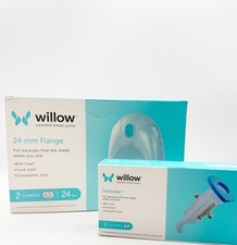 Willow Breast Pump Lot Flextube 2 Pack Willow Flange 24mm 2 Pk Bundled Set New