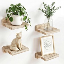 Fixwal Small Floating Shelves, 5X5 Inches Wall Shelf Set of 4, Rustic Wood Sm...