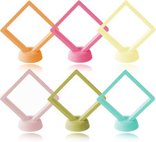 6 PCS 3D Floating Frame Display Holder Stands, Coins Display Case Travel Portabl