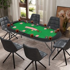 8 Player Foldable Poker Table Game Table with Cup Holders