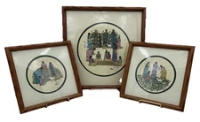 3 Signed Gouache Native Women At Harvest Jean Bales Prints 1985 1 15x15 2 10x10s