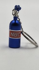 NOS Bottle Aluminum Pill Keychain Waterproof Holder Medicine Container Blue 