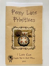 Penny Lane Primitives Candle Mat I Love Ewe #121 Wool Felt Applique Pattern