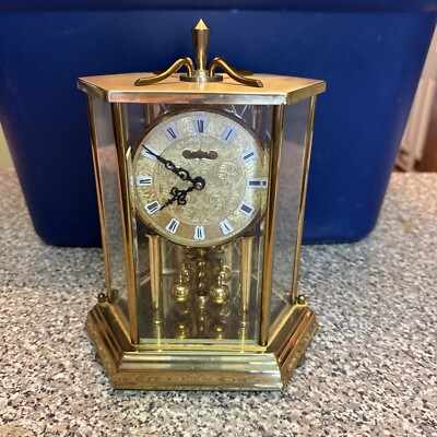 VTG  KUNDO MADE IN GERMANY ANNIVERSARY FLORAL Mantel CLOCK KIENINGER & OBERGFELL