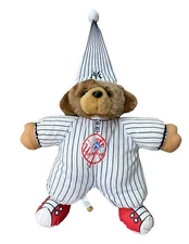 NY Yankees Vtg 1999 Good Stuff Plush Teddy Bear Pin Stripe Night Cap Pajamas