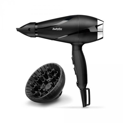 BaByliss, 6713DE, 2200 W, AC Motor, Diffuser, Black/Chrome, Ionic Hair Dryer