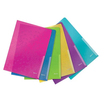 6x Leitz Sichthüllen A4 WOW Kunststoff Prospekthülle Klarsichthülle Hülle Farbig