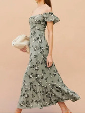 Reformation Butterfly Green Floral Midi Dress size 2