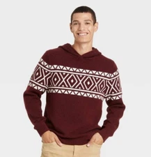 Goodfellow & Co Men's Comfy Hooded Jacquard Pullover Sweater Large