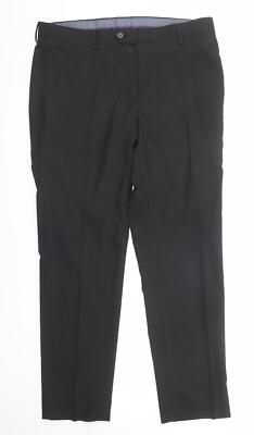 Dunnes Stores schwarze Polyester-Anzughose Herrenhose Größe 34 mit normalem Reißverschluss