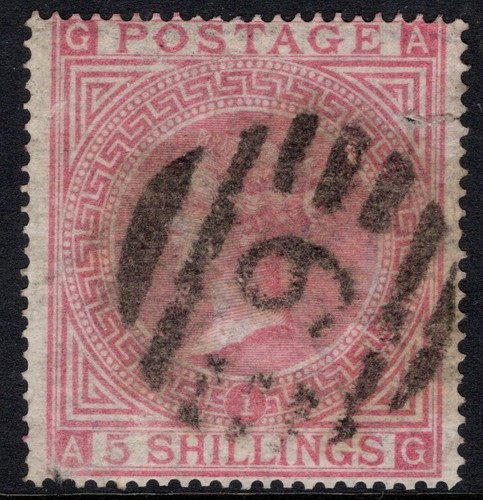 1867 5s ROSE PL. 1, SHORT "A" ROW STAMP, SG 127, TEAR AND PULLED PERF, CAT. £675