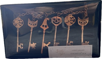 Spooky Night Metal 4'' Copper KEYS on a CHAIN Halloween Decor - 6ft Garland