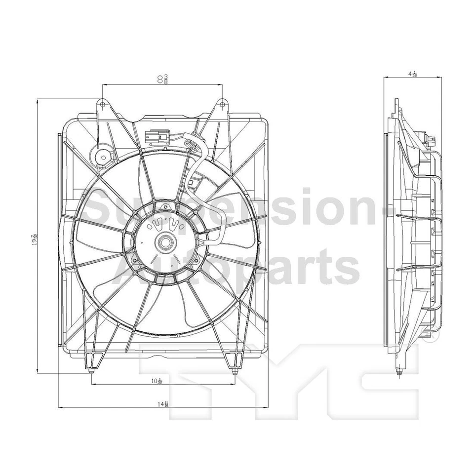 Ventilador de refrigeración del motor izquierdo TYC para Honda CR-V_SU 2010 2011 2012 2013 2014 2015 2016 Foto 4 de 4
