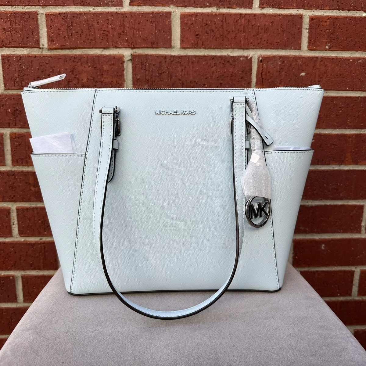 Michael kors white and blue purse cheap
