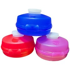 Tupperware Round Sandwich Bagel Keeper With Smidget Container Red Blue Pink