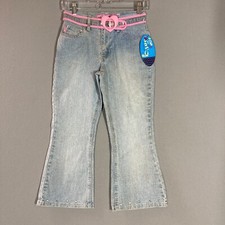 Girls 12 Bell Bottom Jeans Hippie Flare 90s Y2K VTG New NWT Studded Heart Belt