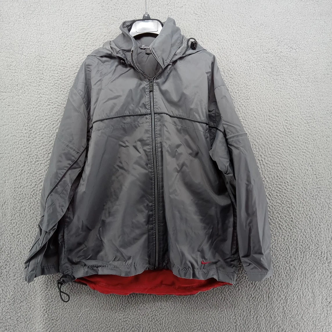 Vtg Nike Jacket Mens Medium Gray Nylon Water Resistant Shell Full Zip Packable
