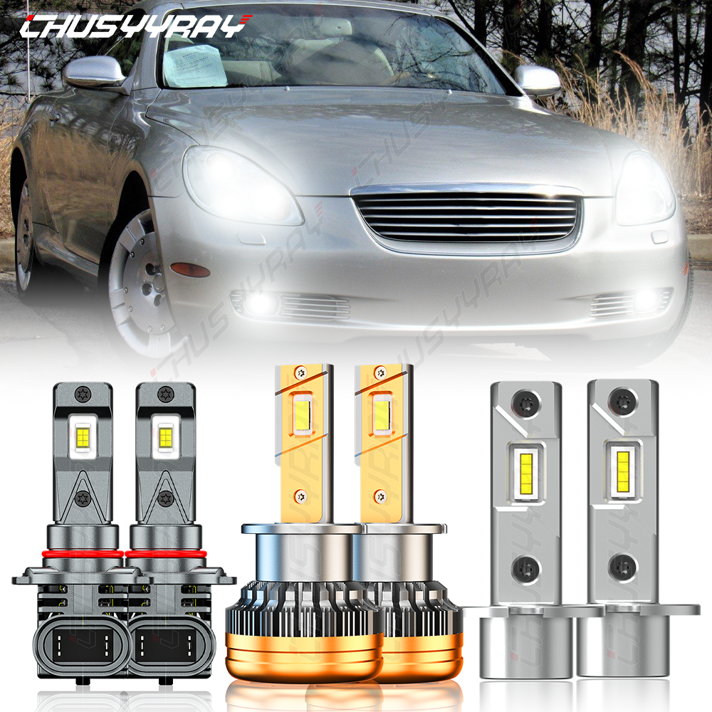 For 2002-2005 Lexus SC430 9005+D2S+H3 LED Headlight High/Low + Fog
