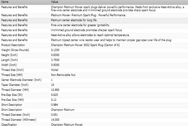 Paquete de 4 bujías Champion Platinum para Mercury Mariner 2009-2011 L4-2,5 L Foto 4 de 4