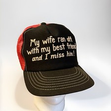Vintage Mesh Snapback Trucker Hat, Wife Ran Off With Best Friend, Made In USA 