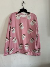 Unbranded Womens Santa Claus Crew Neck Sweater, Pink, Oversized, Size Medium