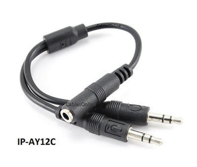 6'' CablesOnline 3.5mm TRRS Jack to Dual TRS 3.5mm Headset / Mic Plug Splitter