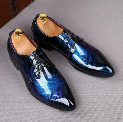 Floral Printed Men's Dress Shoes Pointy Toe Lace Up Shiny Britain Casual  Wedding | eBay