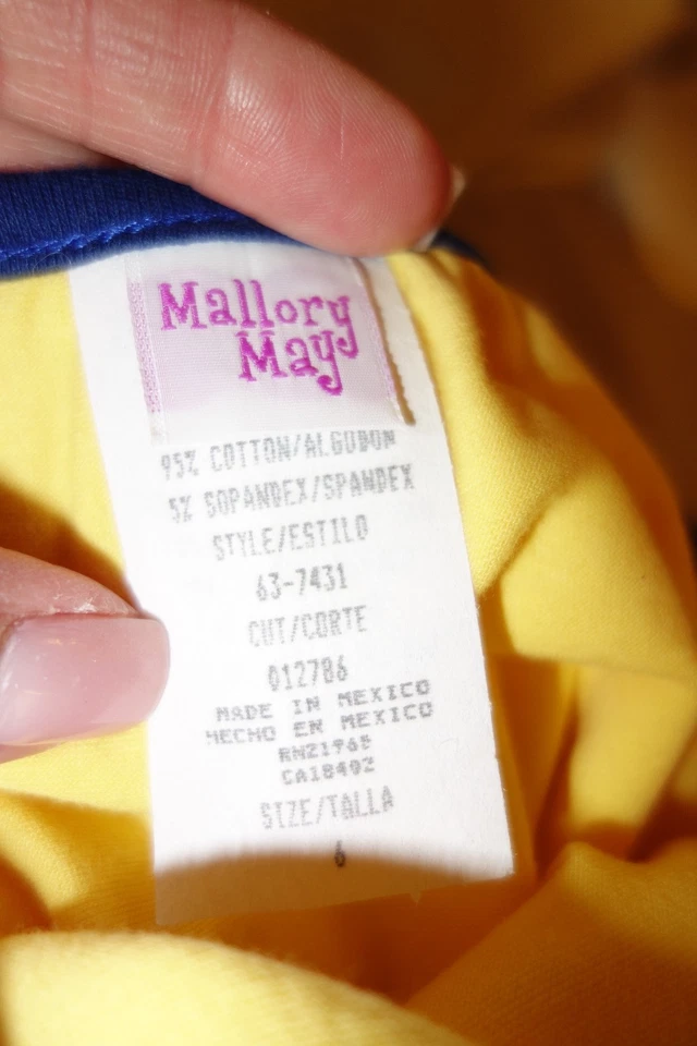 Новый с Ярлыками Mallory May девочек стиль туника, размер 6, желтый с темно-синей отделкой, хлопок - Изображение 3 из 4