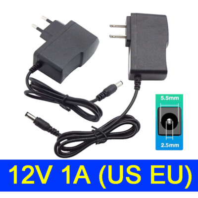 12V 1A AC to DC Power Supply Adapter 1000ma Wall plug-in Charger for CCTV US/EU