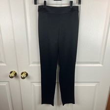 Women's St. John Caviar Emma Ankle Pants Black Satin Size 0