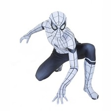 Spider-Man White Homecoming Jumpsuit 3D Cosplay Costume Bodysuit Halloween Party
