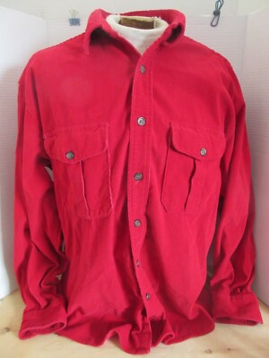 Old Vintage Gap Made in Hong Kong Red Corduroy Long Sleeve Shirt Size Large