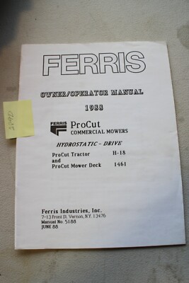 Ferris Procut Commercial Mower Operator's Manual - 1988