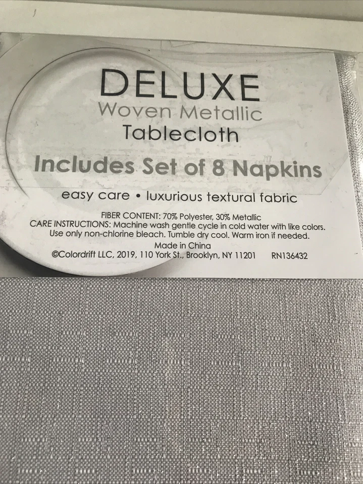 Juego de manteles y 8 servilletas Colordrift 60 x 104 Holiday Silver Metallic Foto 4 de 4