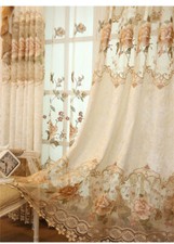 European Luxury Embroidered Sheer Hollowed Velvet Cloth Curtains Deluxe 1 Piece