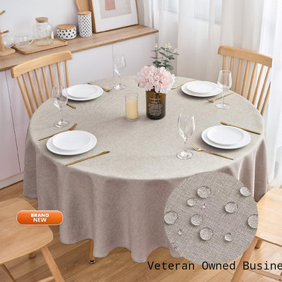 Sprica Round Tablecloth 78Inch/200Cm Diameter Water Resistant Linen Effect