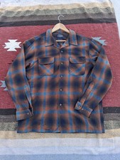 Pendleton Wool Shadow Plaid Board Shirt Large Loop Collar