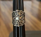 Vintage Pierced Cable Scroll Cigar Sterling Silver 8 gr Ring Wide Band Size 6.5