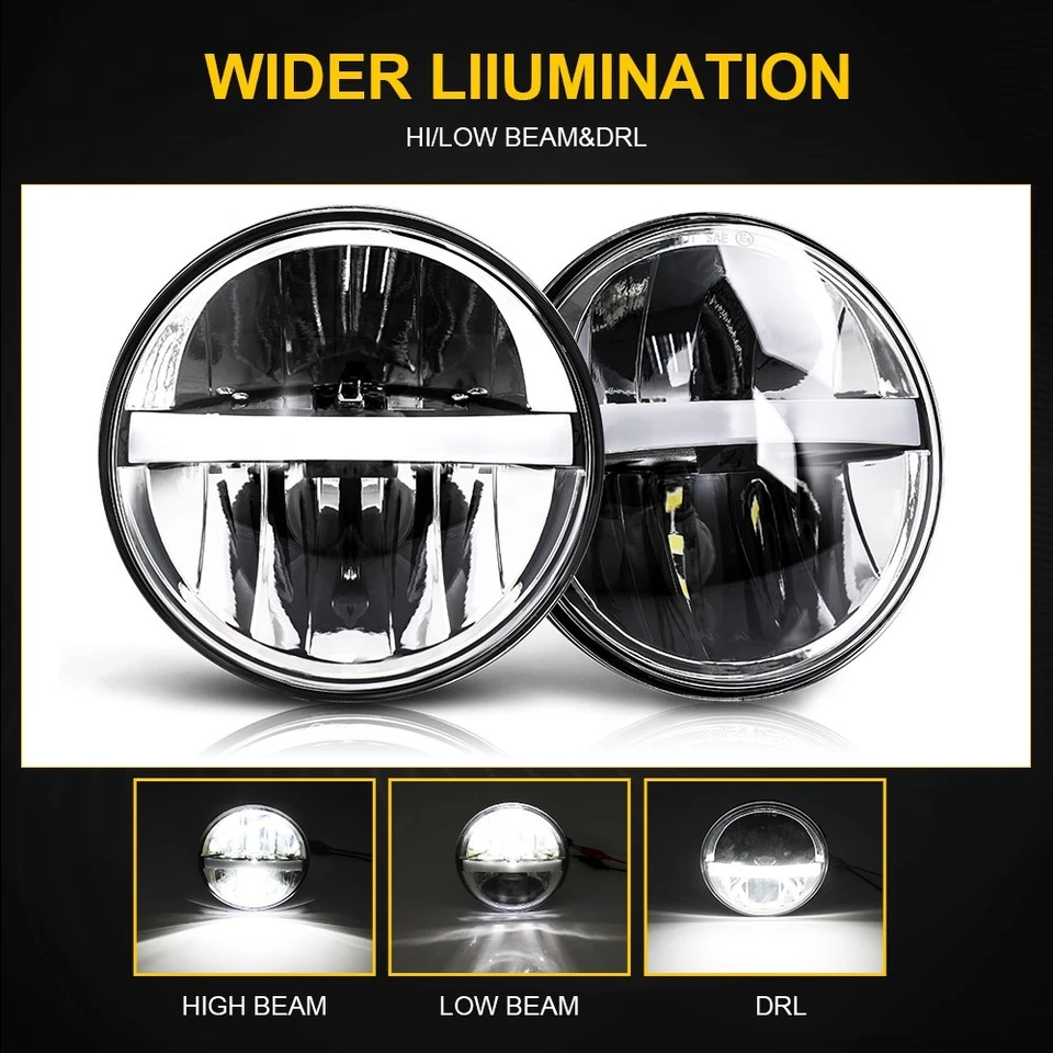 4件装5-3/4 5.75英寸LED车头灯高/低光束DRL适用于雪佛兰Chevelle 1964-1970 — 第 2/4 张图片