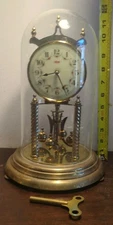 WORKING Kundo Kieninger Obergfell West Germany Anniversary Clock Dome , KEY