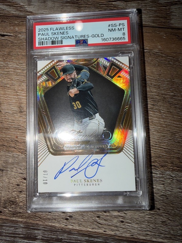 2025 Flawless Paul Skenes Autograph Numbered /10 Shadow Signature PSA 8