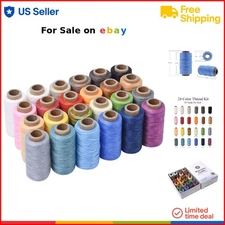 Leather Sewing Thread Waxed Polyester Flat 24 Colors 55x24yds Durable Strong