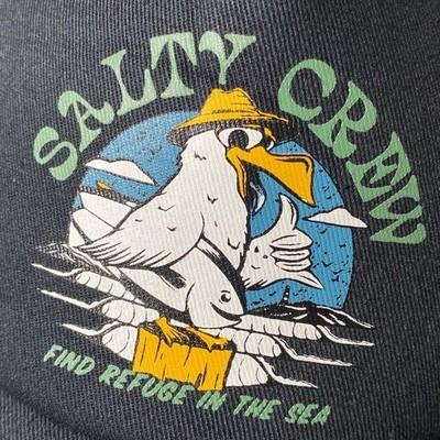 Salty Crew Authentic Snapback Mesh Hat Cap Find Refuge In The Sea Seagull Fish