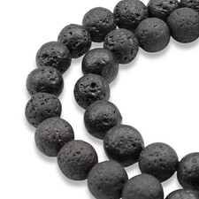 Black Lava Rock Beads 10mm: Natural Volcanic Textured Stone Beads, 15" Strand