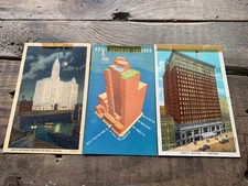 3 Vintage Linen Postcards Chicago The Wrigley Buildings Hotel Sherman & YMCA