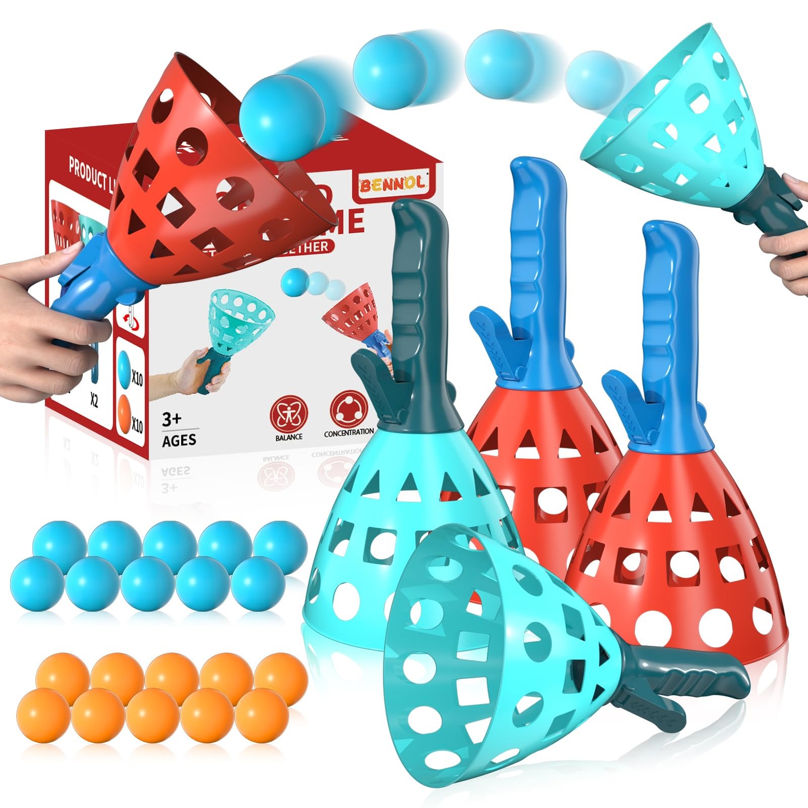 Outdoor Game Toys for Kids Boys with 20 Balls, Pop Pass Catch Ball Game Outsi...