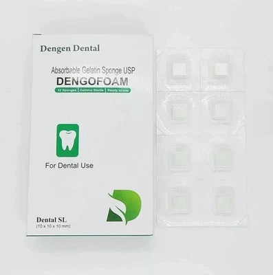 5 X Dengen Dental Sterile Gelatine Hemostatic Sponge Gelfoam Cubes 32pcs fship